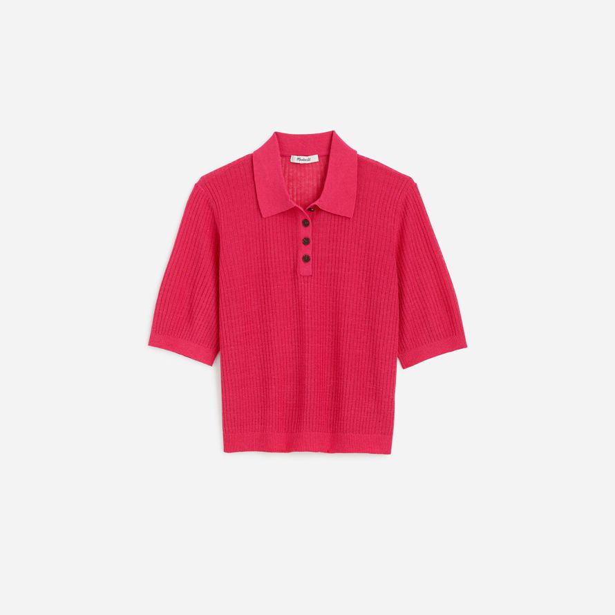 womens madewell short-sleeve polo sweater t-shirts pink