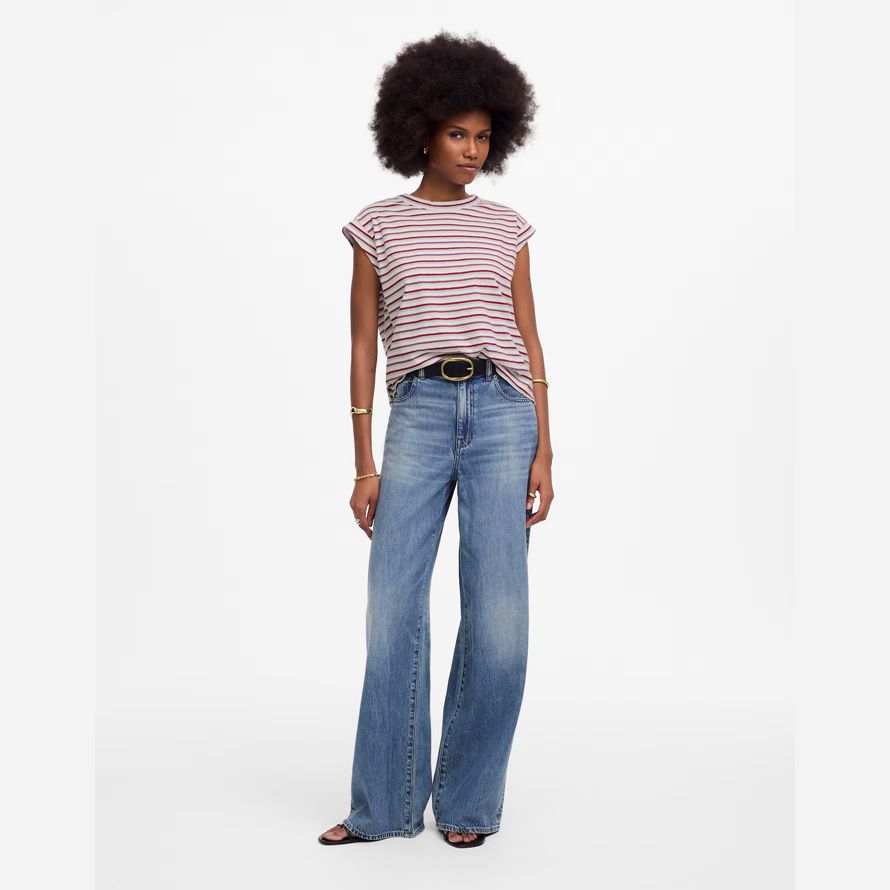 madewell boxy muscle womens t-shirts beige red purple