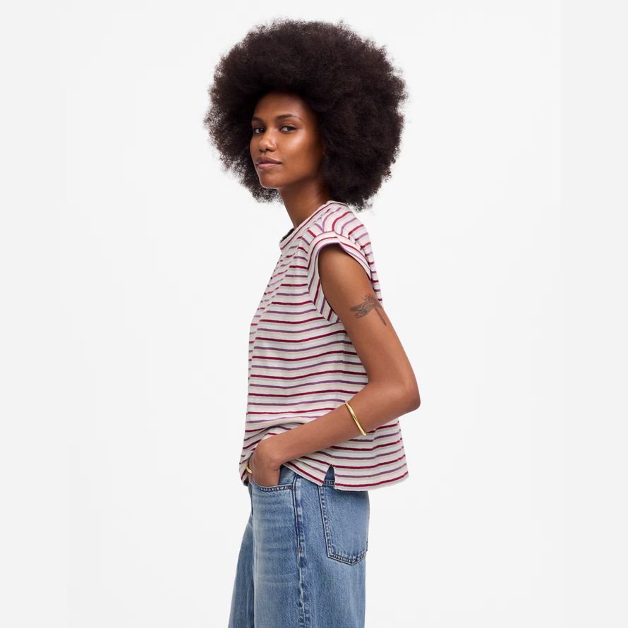 madewell boxy muscle womens t-shirts beige red purple