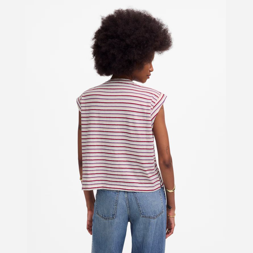 madewell boxy muscle womens t-shirts beige red purple