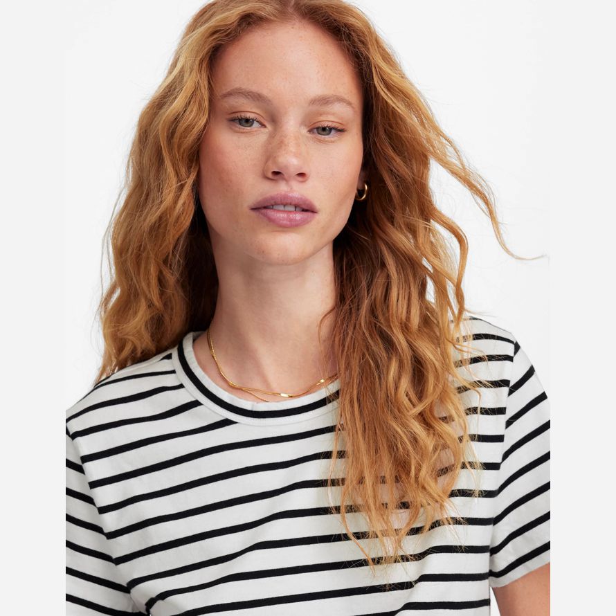 womens madewell cotton perfect crewneck t-shirts white black
