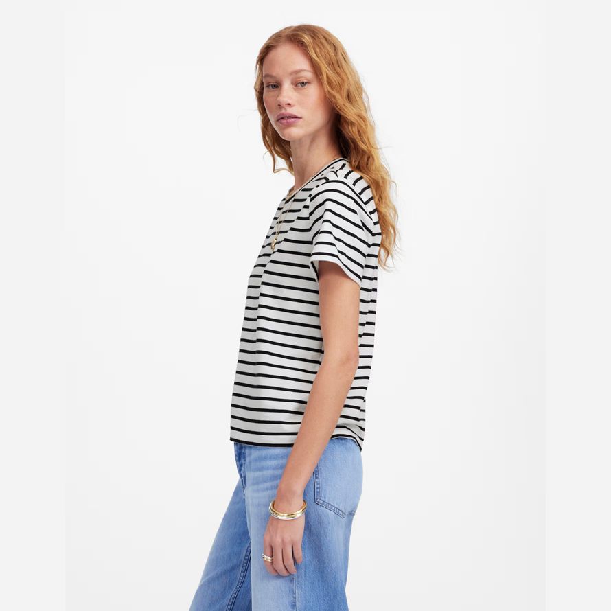womens madewell cotton perfect crewneck t-shirts white black