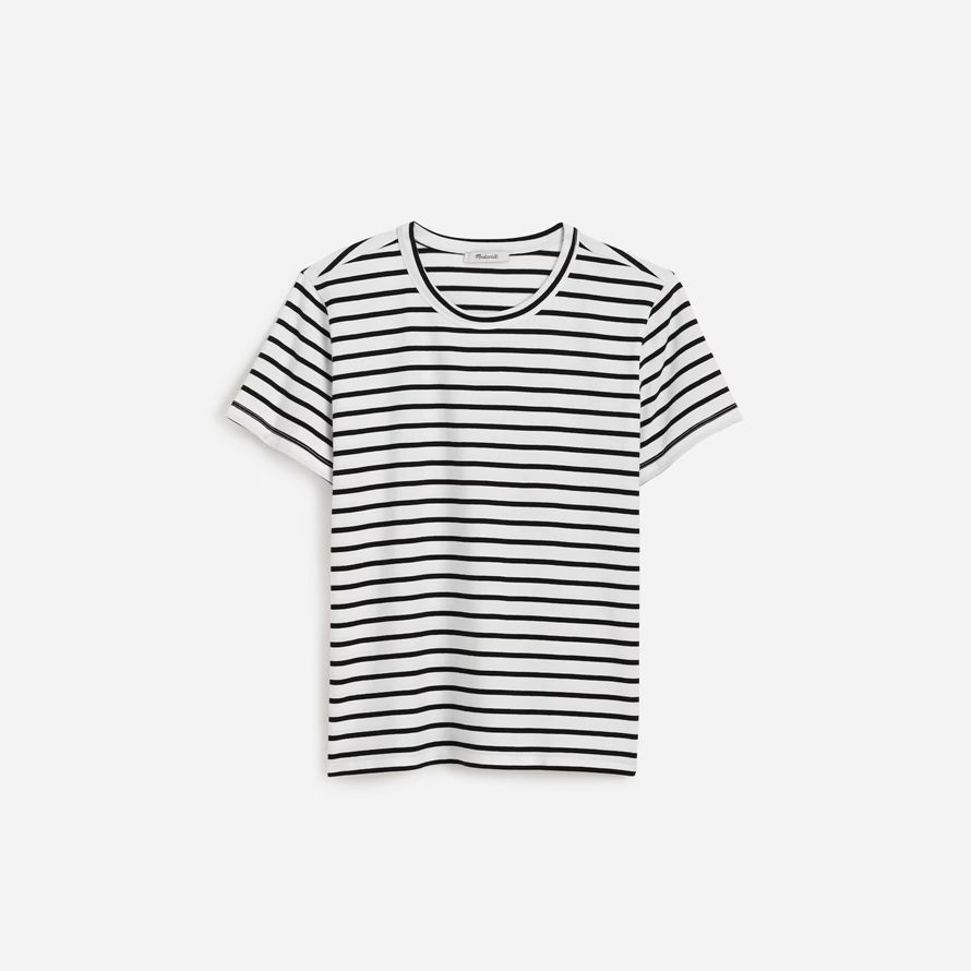 womens madewell cotton perfect crewneck t-shirts white black