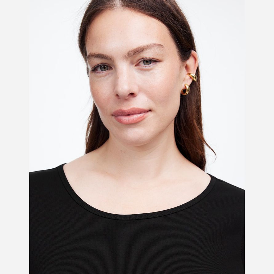 black womens madewell regenerative cotton ribbed cap-sleeve t-shirts