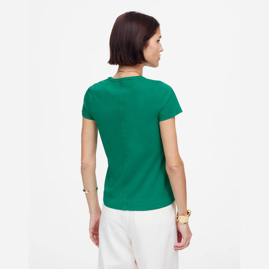 green womens madewell essential slim lightweight cotton t-shirts