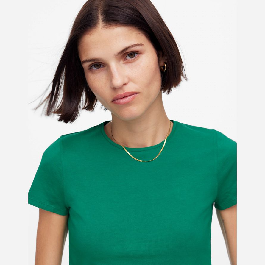 green womens madewell essential slim lightweight cotton t-shirts