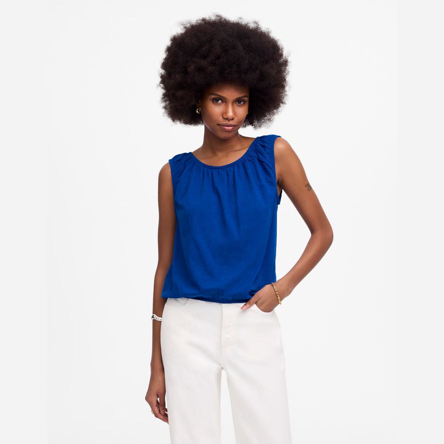 madewell boatneck bubble womens t-shirts blue