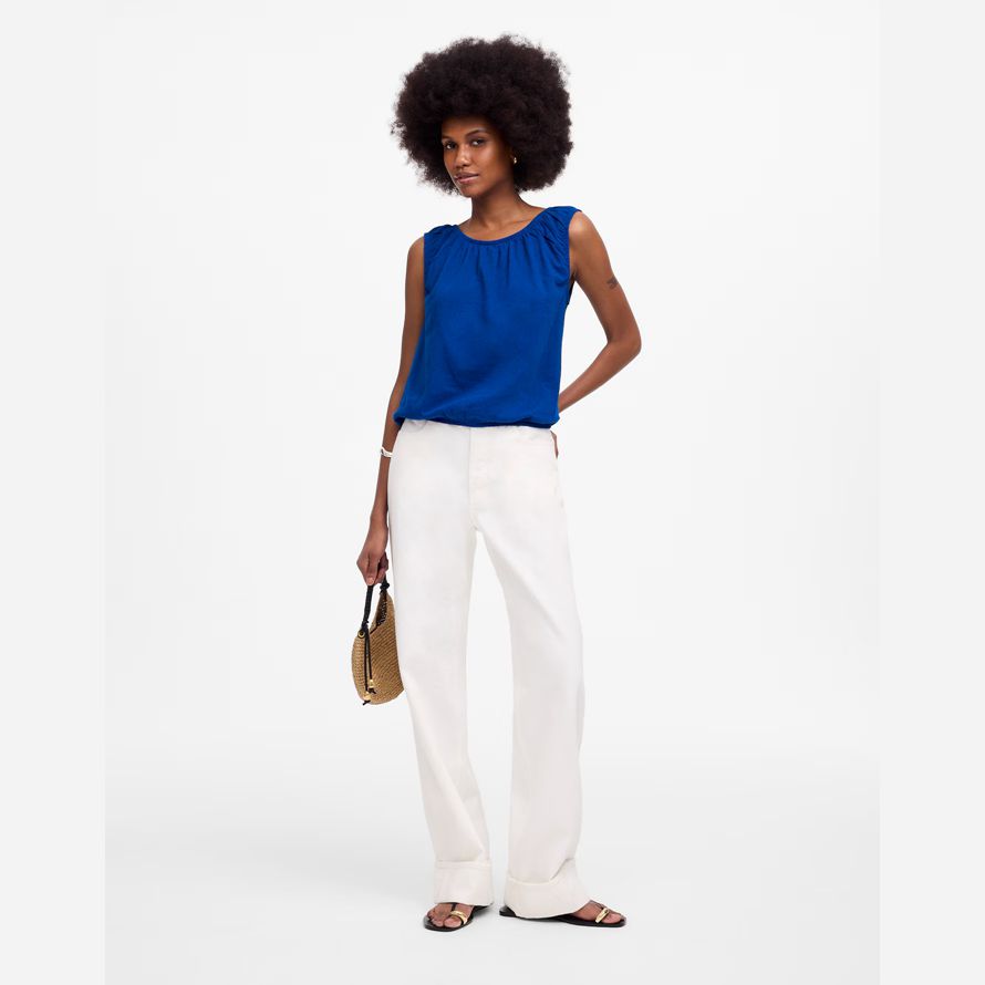 madewell boatneck bubble womens t-shirts blue