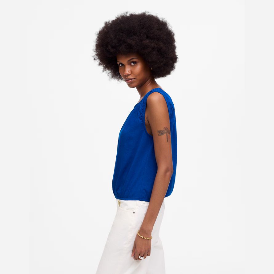 madewell boatneck bubble womens t-shirts blue