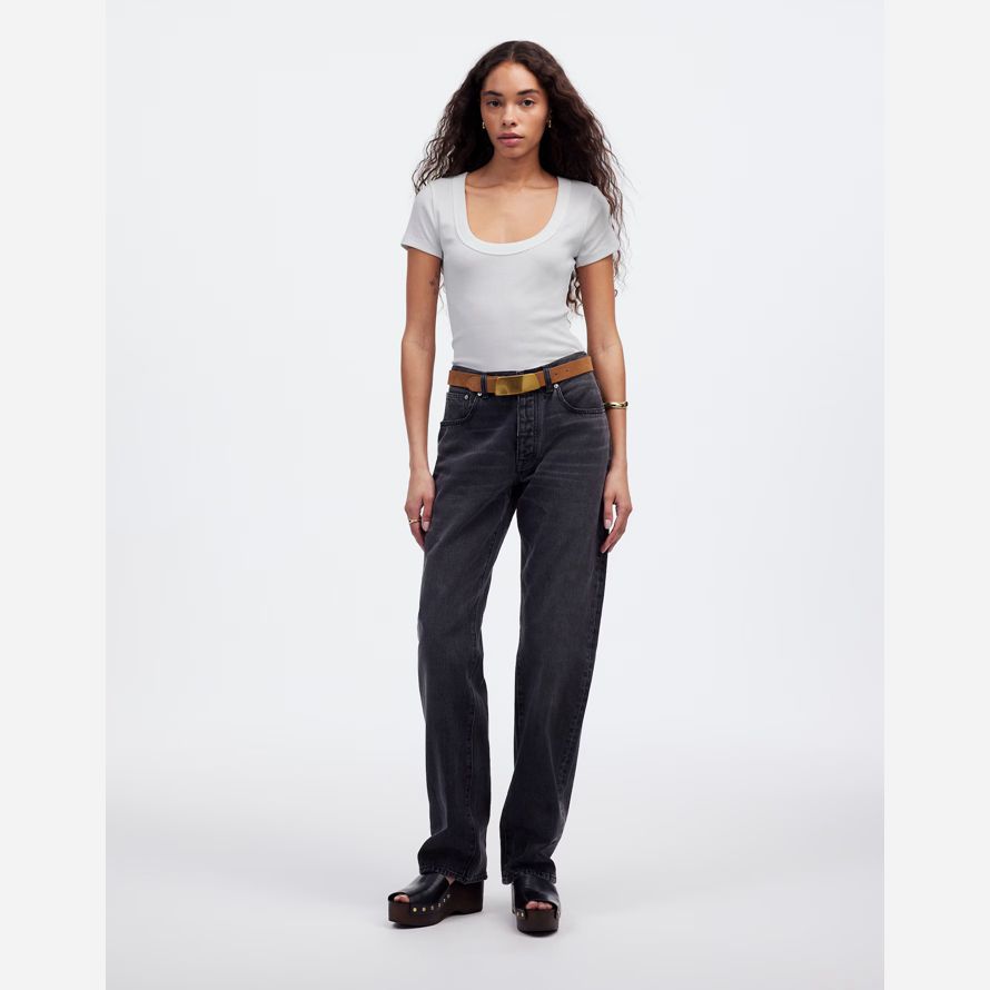 womens madewell regenerative cotton ribbed scoopneck t-shirts white