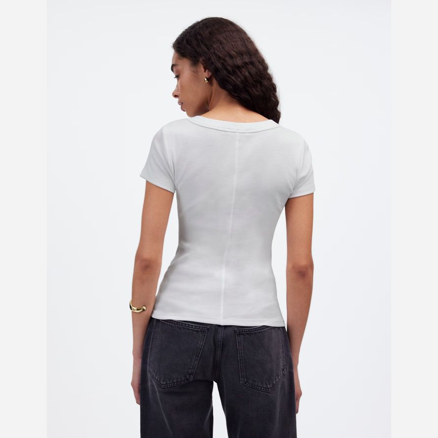womens madewell regenerative cotton ribbed scoopneck t-shirts white