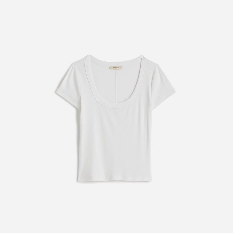 womens madewell regenerative cotton ribbed scoopneck t-shirts white