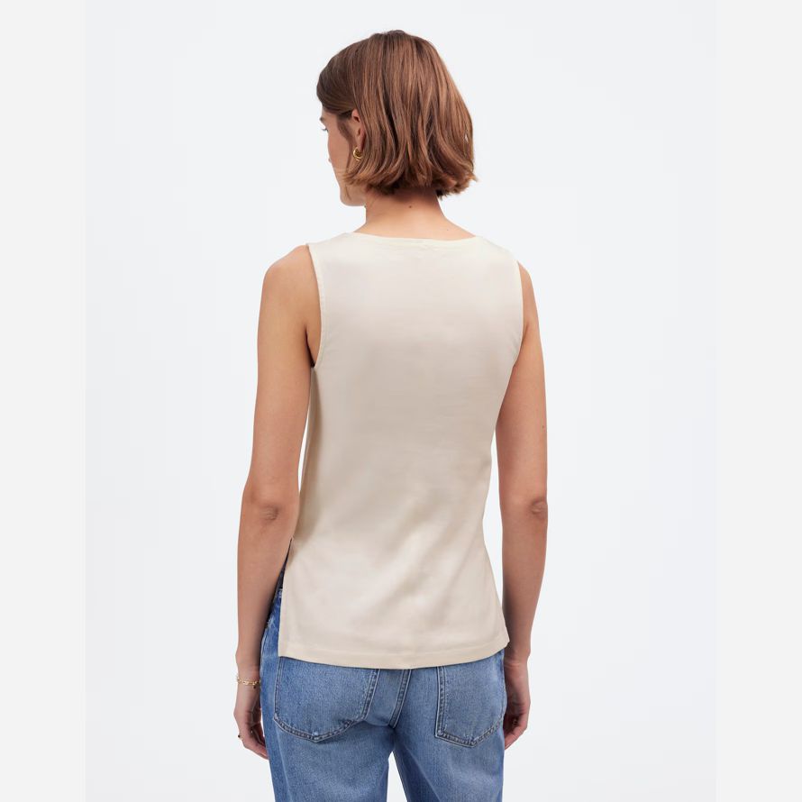 madewell sleeveless boatneck side slit womens t-shirts cream