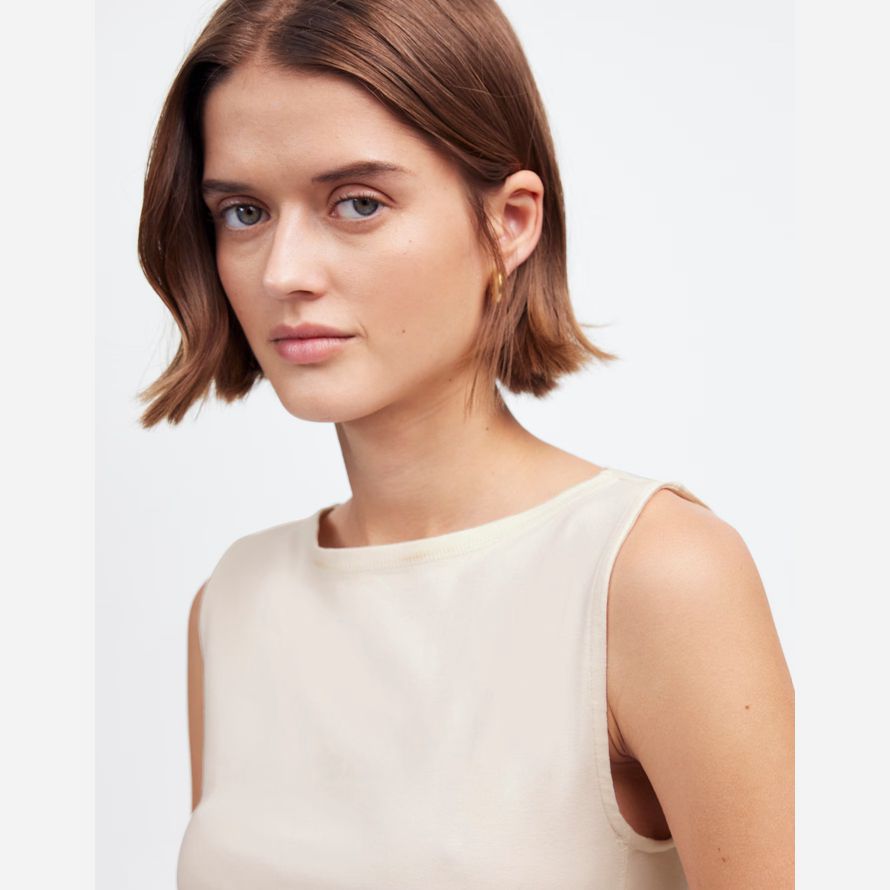 madewell sleeveless boatneck side slit womens t-shirts cream