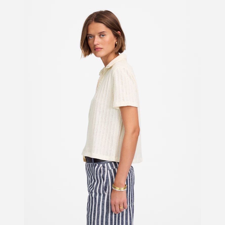 madewell crochet-knit v-neck sweater womens t-shirts cream