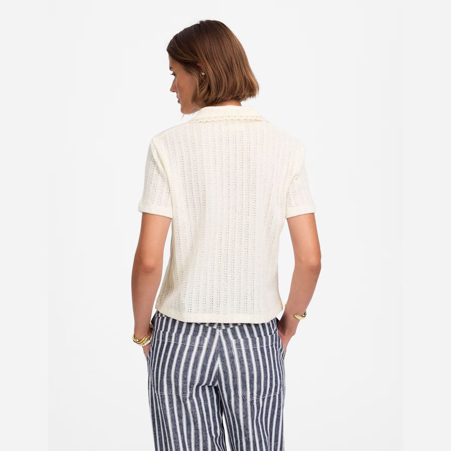madewell crochet-knit v-neck sweater womens t-shirts cream