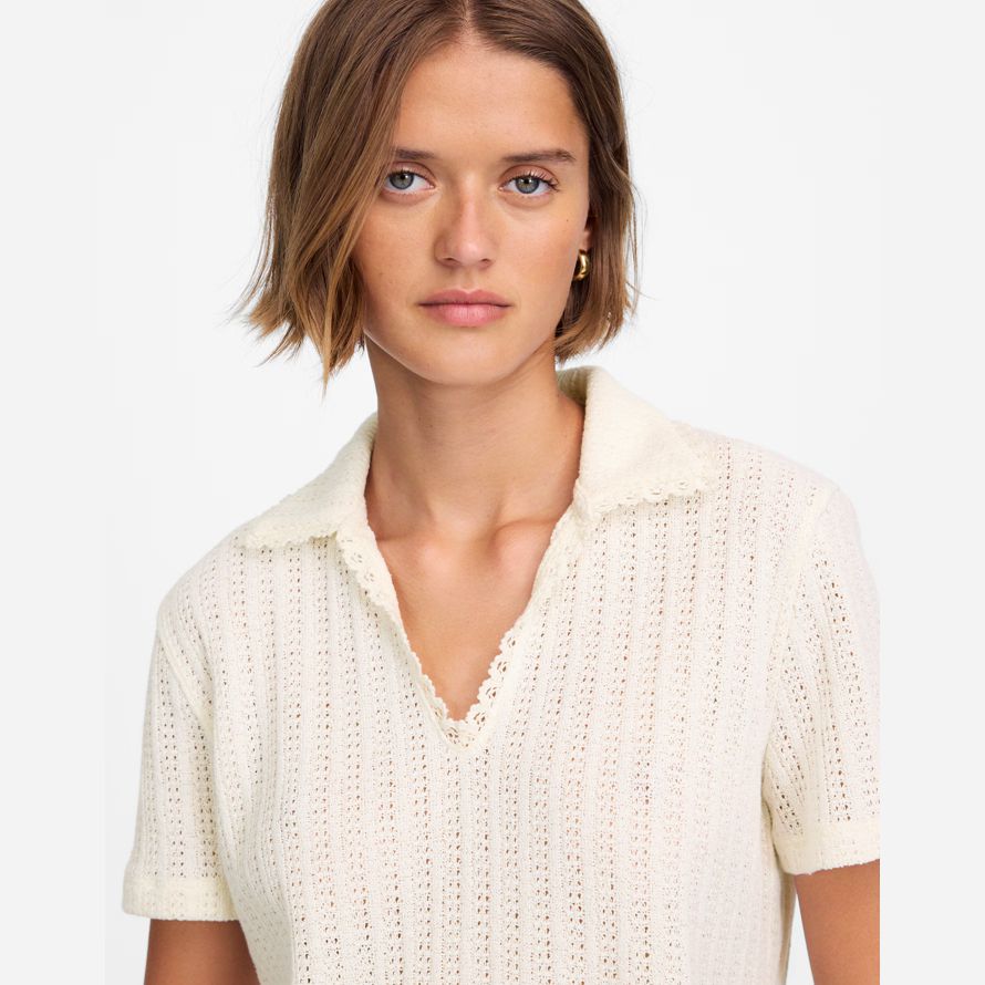 madewell crochet-knit v-neck sweater womens t-shirts cream