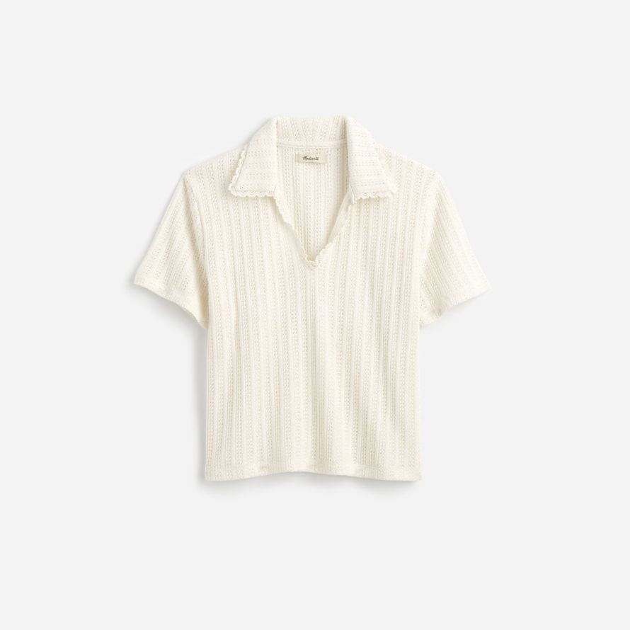 madewell crochet-knit v-neck sweater womens t-shirts cream