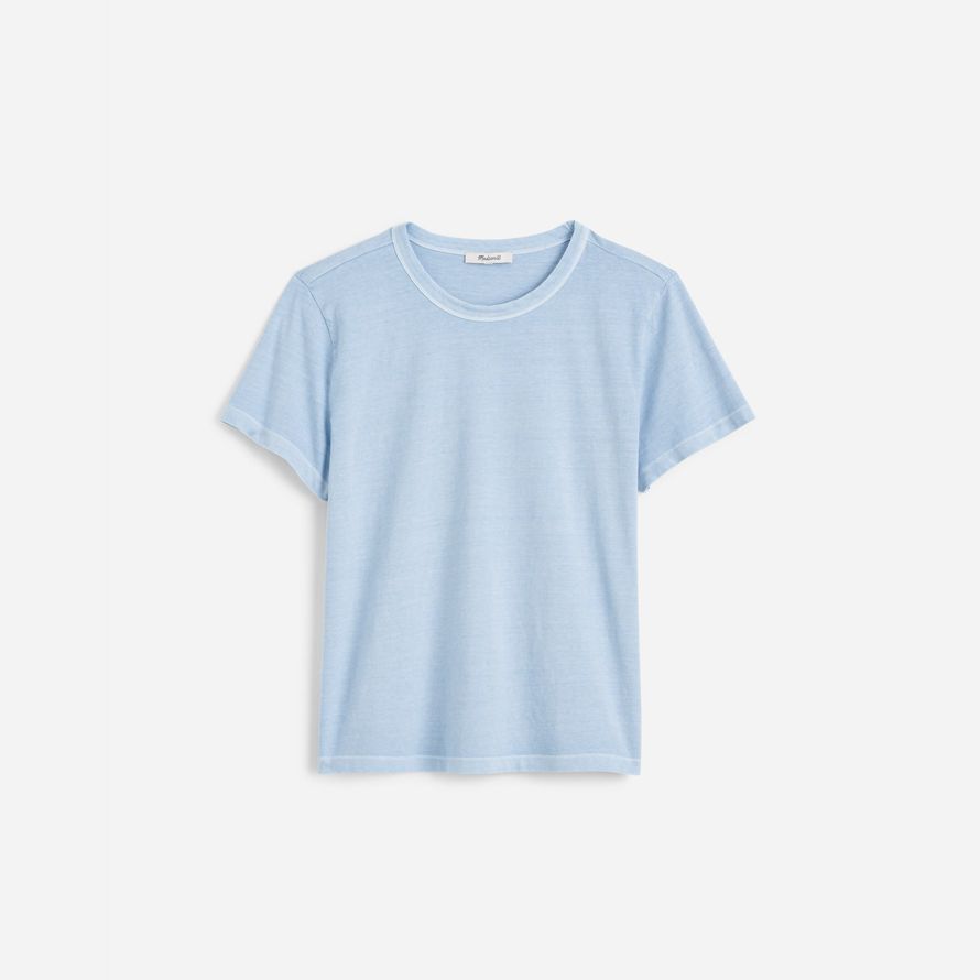 light blue womens madewell cotton perfect crewneck t-shirts