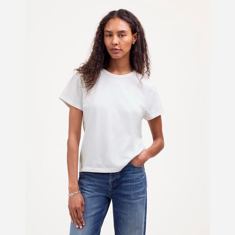 white womens madewell cotton perfect crewneck t-shirts