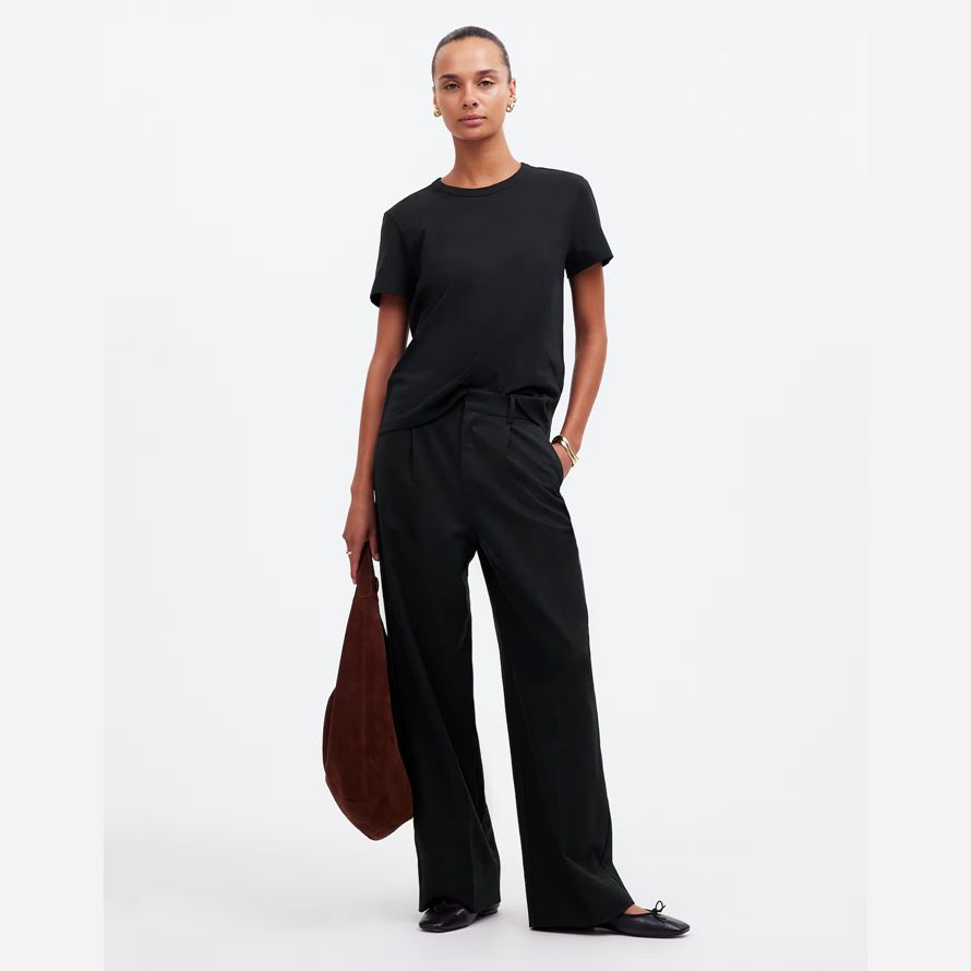 black womens madewell cotton perfect crewneck t-shirts