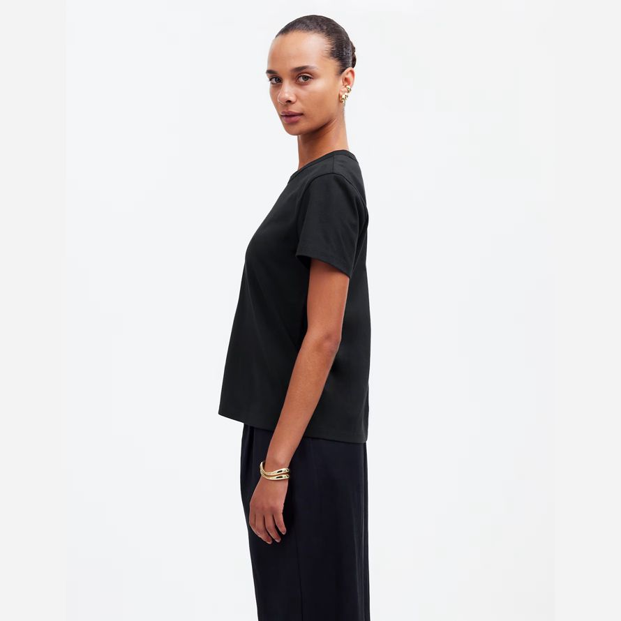 black womens madewell cotton perfect crewneck t-shirts