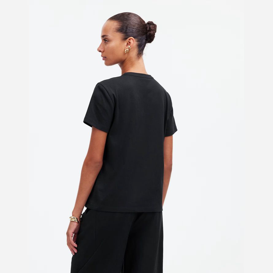 black womens madewell cotton perfect crewneck t-shirts