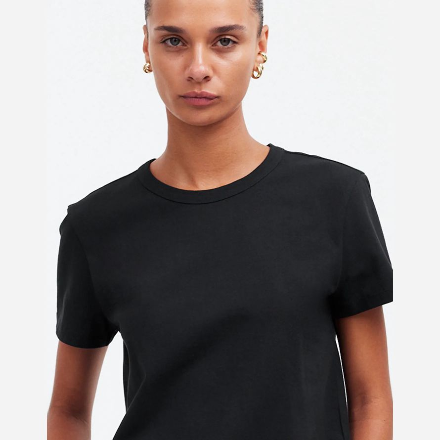 black womens madewell cotton perfect crewneck t-shirts