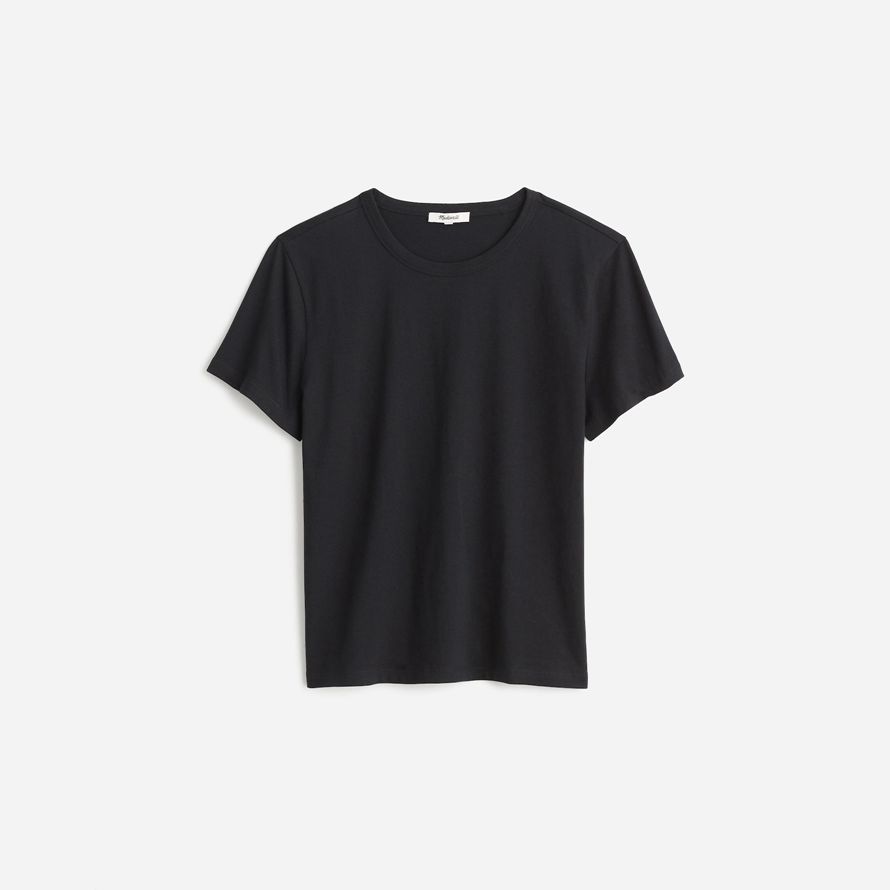 black womens madewell cotton perfect crewneck t-shirts
