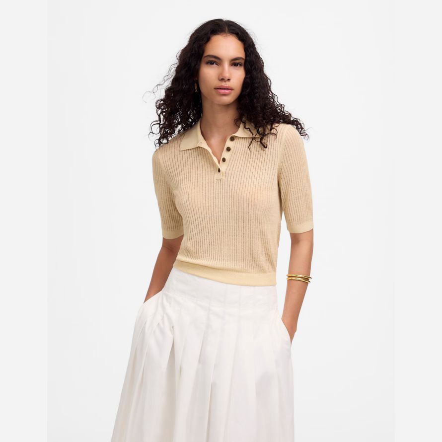 cream madewell short-sleeve polo sweater womens t-shirts