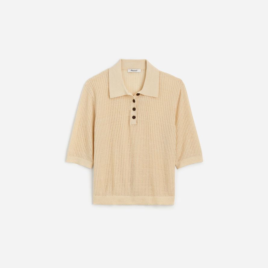 cream madewell short-sleeve polo sweater womens t-shirts