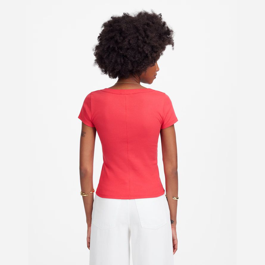 coral madewell regenerative cotton ribbed scoopneck womens t-shirts