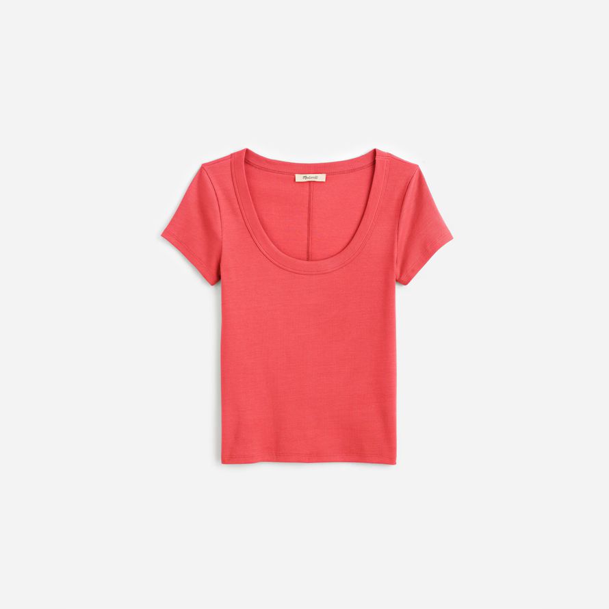 coral madewell regenerative cotton ribbed scoopneck womens t-shirts