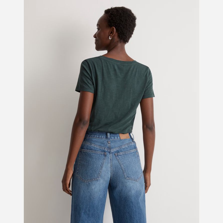 madewell whisper cotton v-neck womens t-shirts dark green