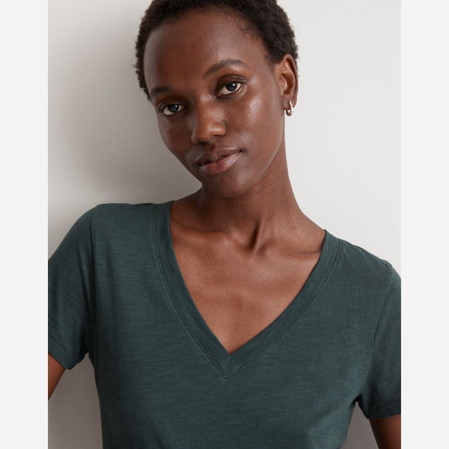 madewell whisper cotton v-neck womens t-shirts dark green