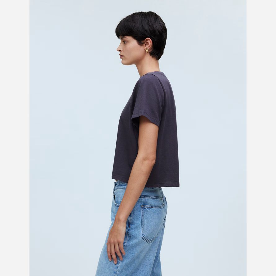 madewell softfade cotton boxy-crop womens t-shirts navy