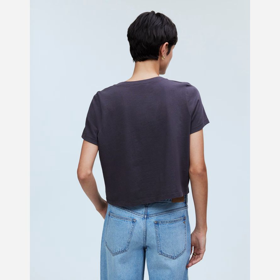 madewell softfade cotton boxy-crop womens t-shirts navy