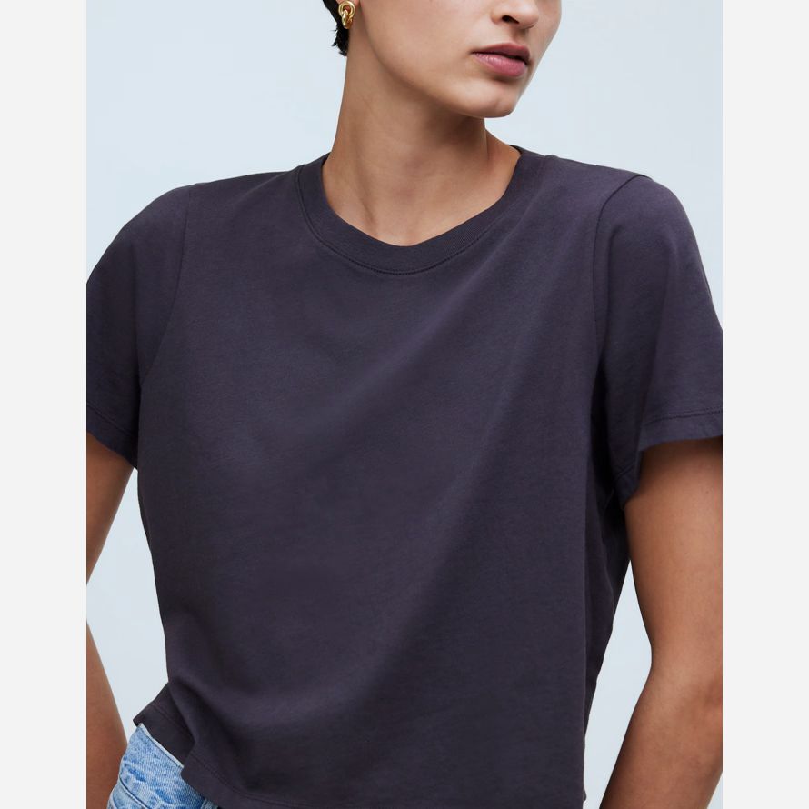 madewell softfade cotton boxy-crop womens t-shirts navy