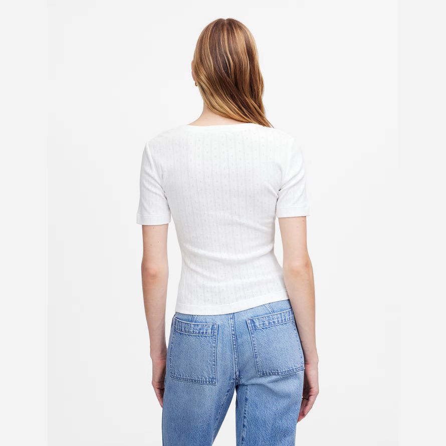 white madewell pointelle notch neck womens t-shirts