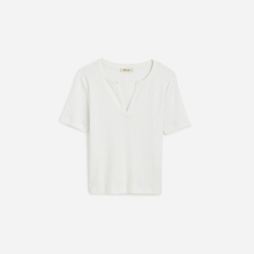 white madewell pointelle notch neck womens t-shirts