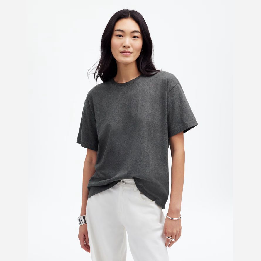 womens madewell cotton relaxed oversized t-shirts dark grey