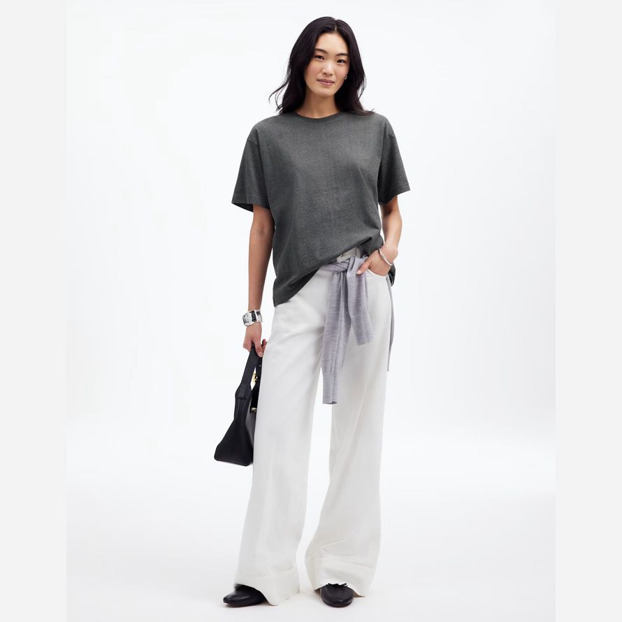 womens madewell cotton relaxed oversized t-shirts dark grey