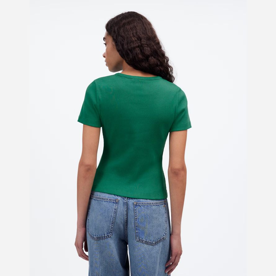 madewell ribbed crewneck pocket womens t-shirts green