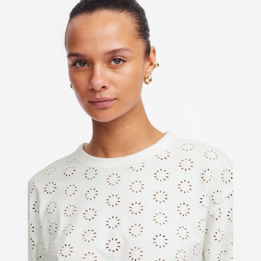 womens madewell embroidered wide-sleeve boxy t-shirts white