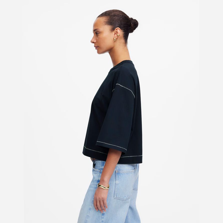 madewell wide-sleeve boxy womens t-shirts navy