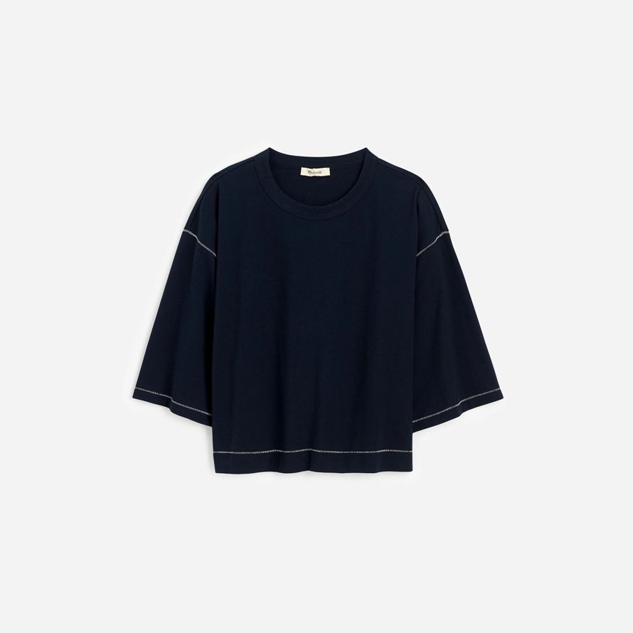 madewell wide-sleeve boxy womens t-shirts navy