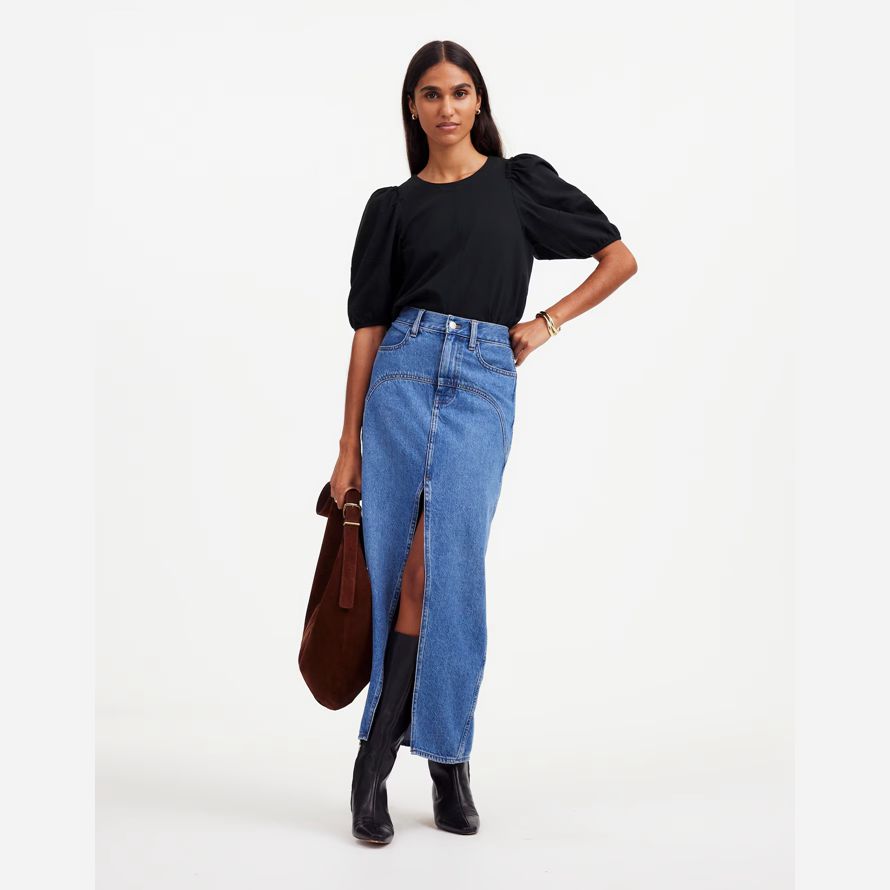 black madewell puff-sleeve womens t-shirts