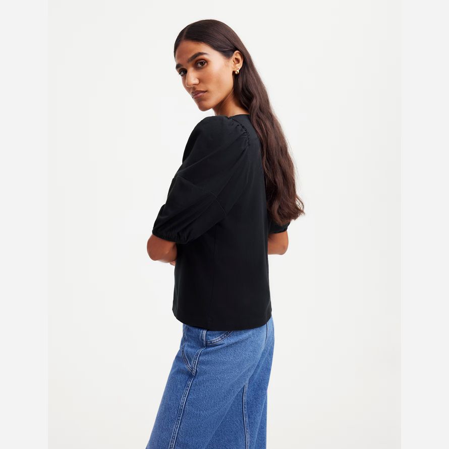 black madewell puff-sleeve womens t-shirts