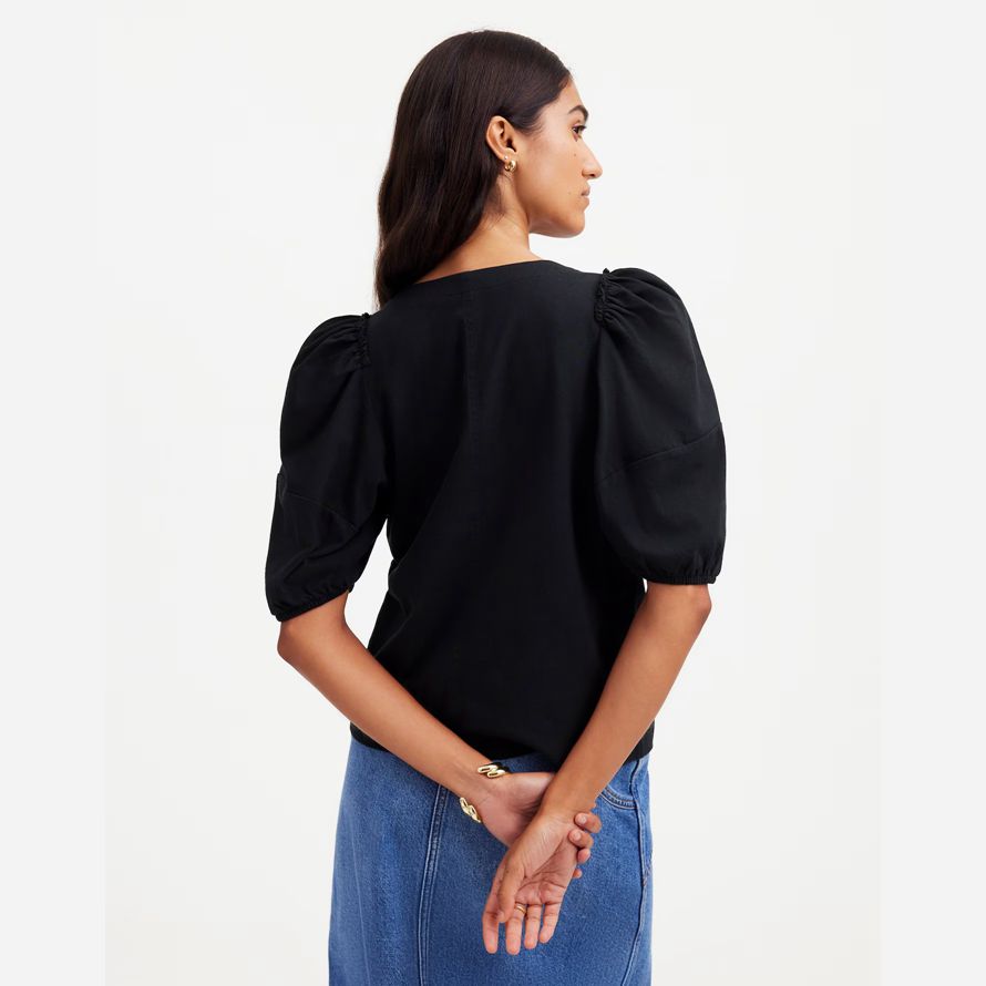 black madewell puff-sleeve womens t-shirts