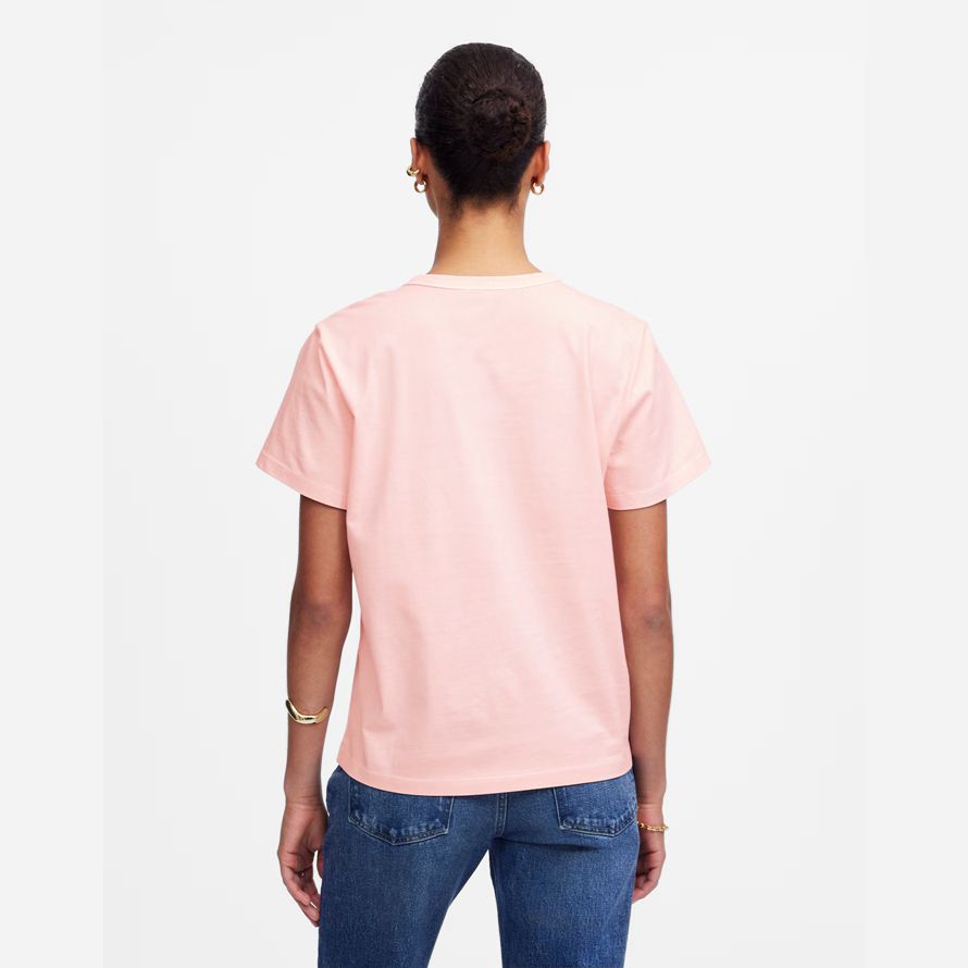 womens madewell cotton perfect crewneck t-shirts rose